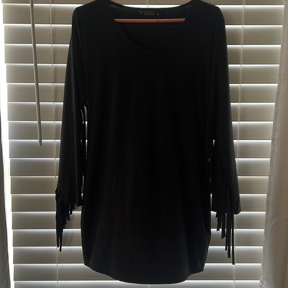 Lucky & Blessed Black Fringe Dress
